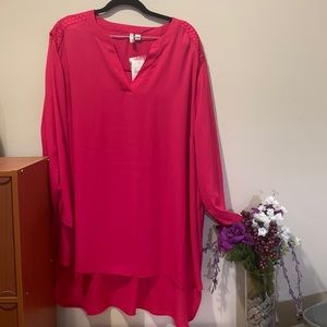 Pink long-sleeve blouse